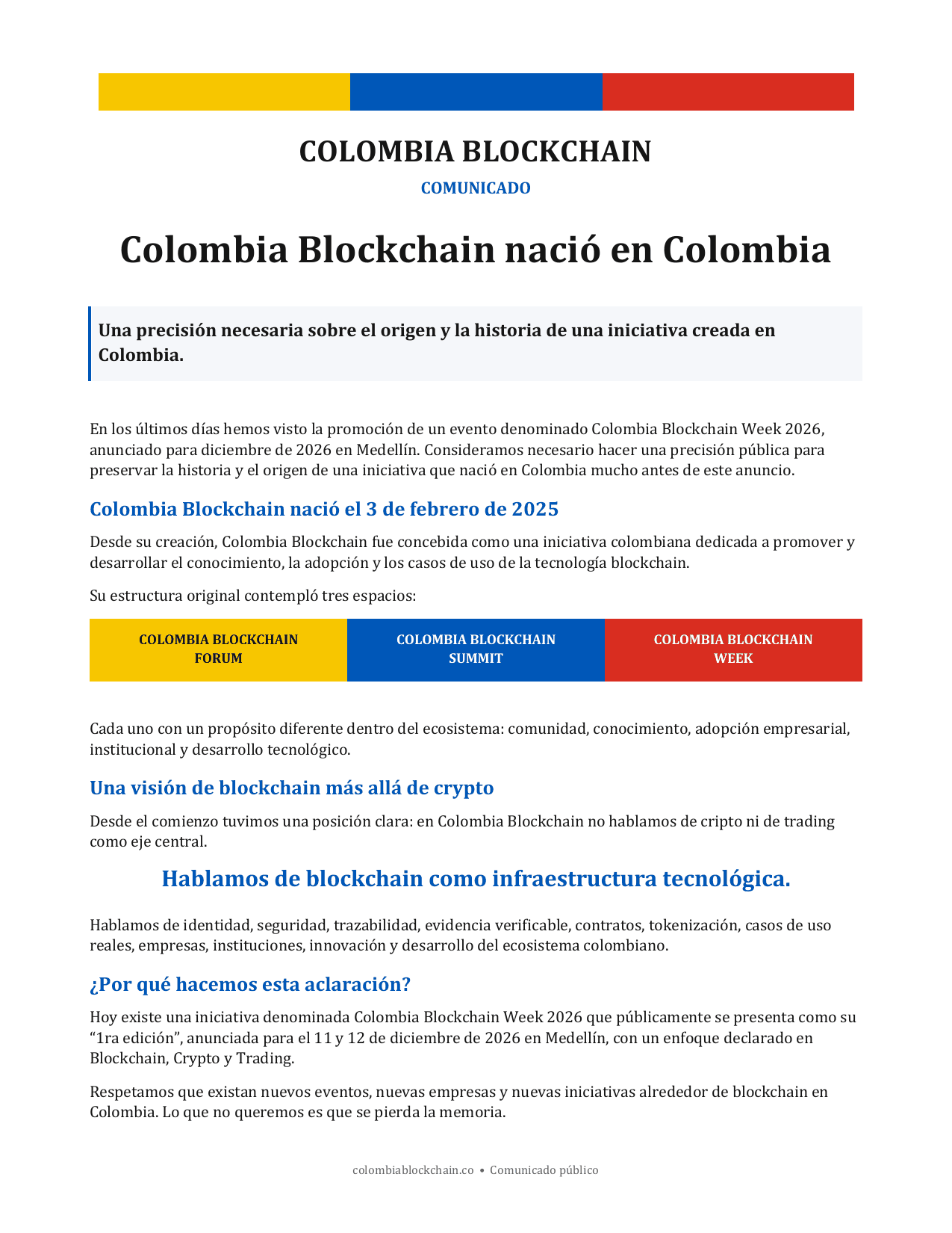 Colombia Blockchain nació en Colombia, página 1